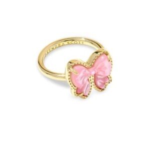$80 Kendra Scott Haley Bow Band Ring Gold Blush Mother Of Pearl NEW